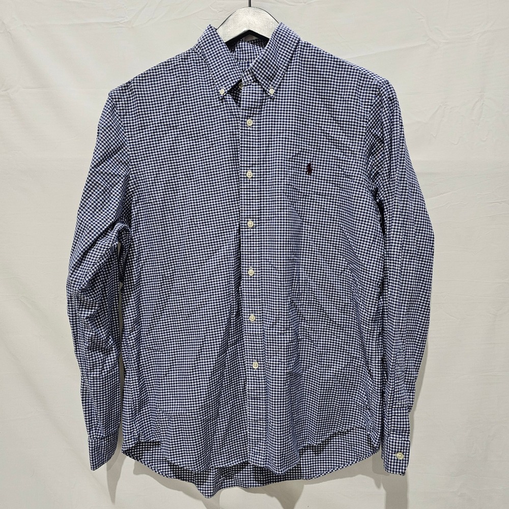 Polo Ralph Lauren Mens XL Blue White Gingham Stretch Cotton Button Down Shirt
